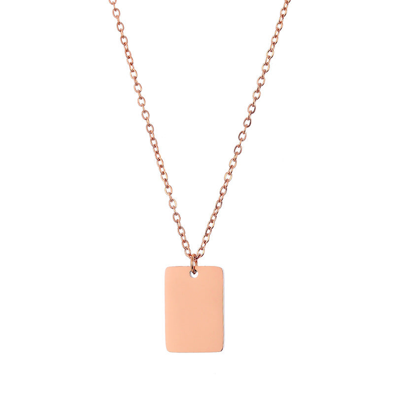 Stainless Steel Gold-Plated Square Pendant Necklace
