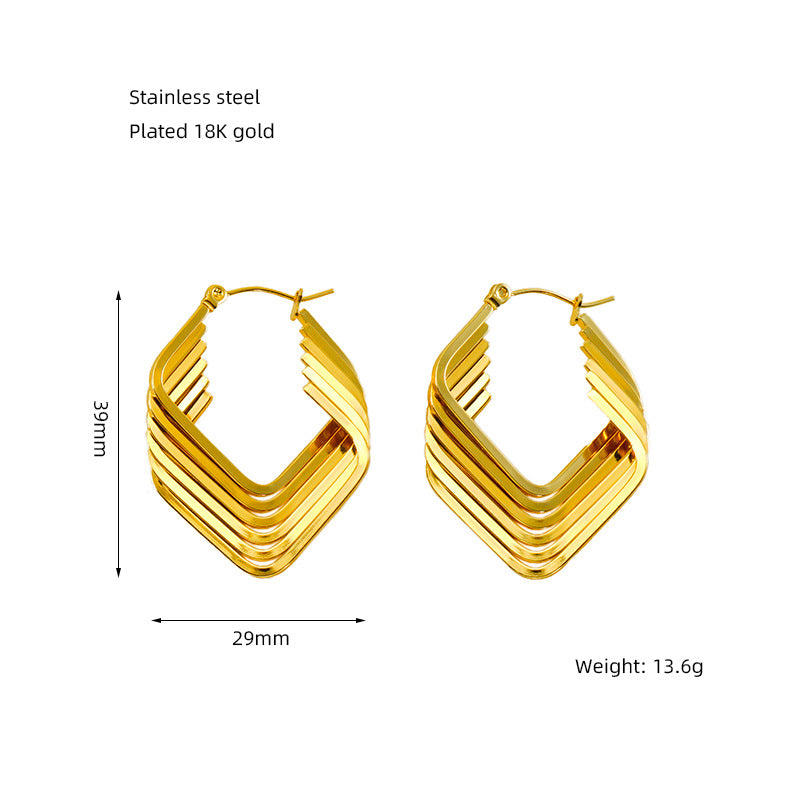 1 Pair Elegant U Shape 18K Gold Plated Stainless Steel Titanium Hoop Earrings