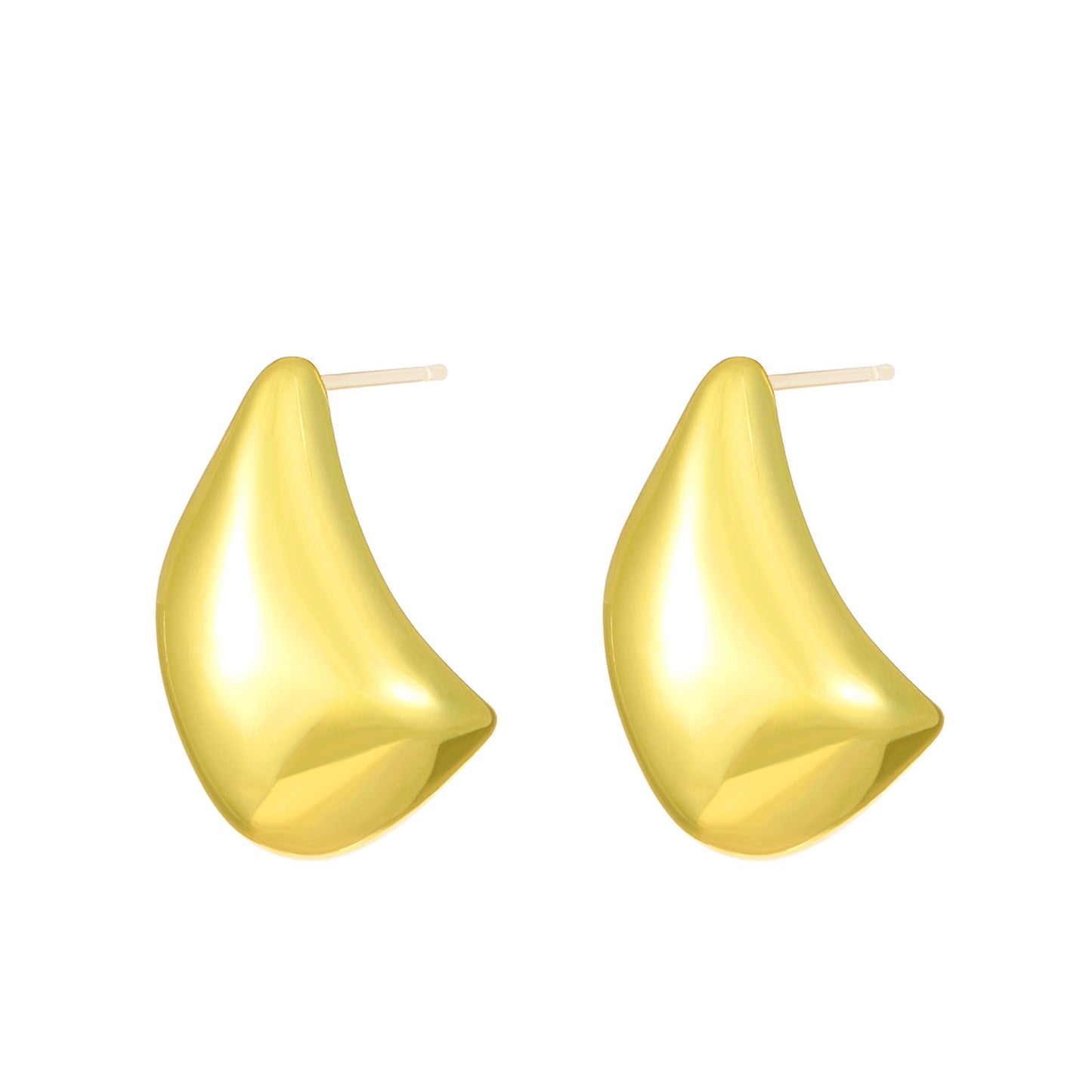 Vintage Water Droplet 14K Gold Plated Silver Stud Earrings
