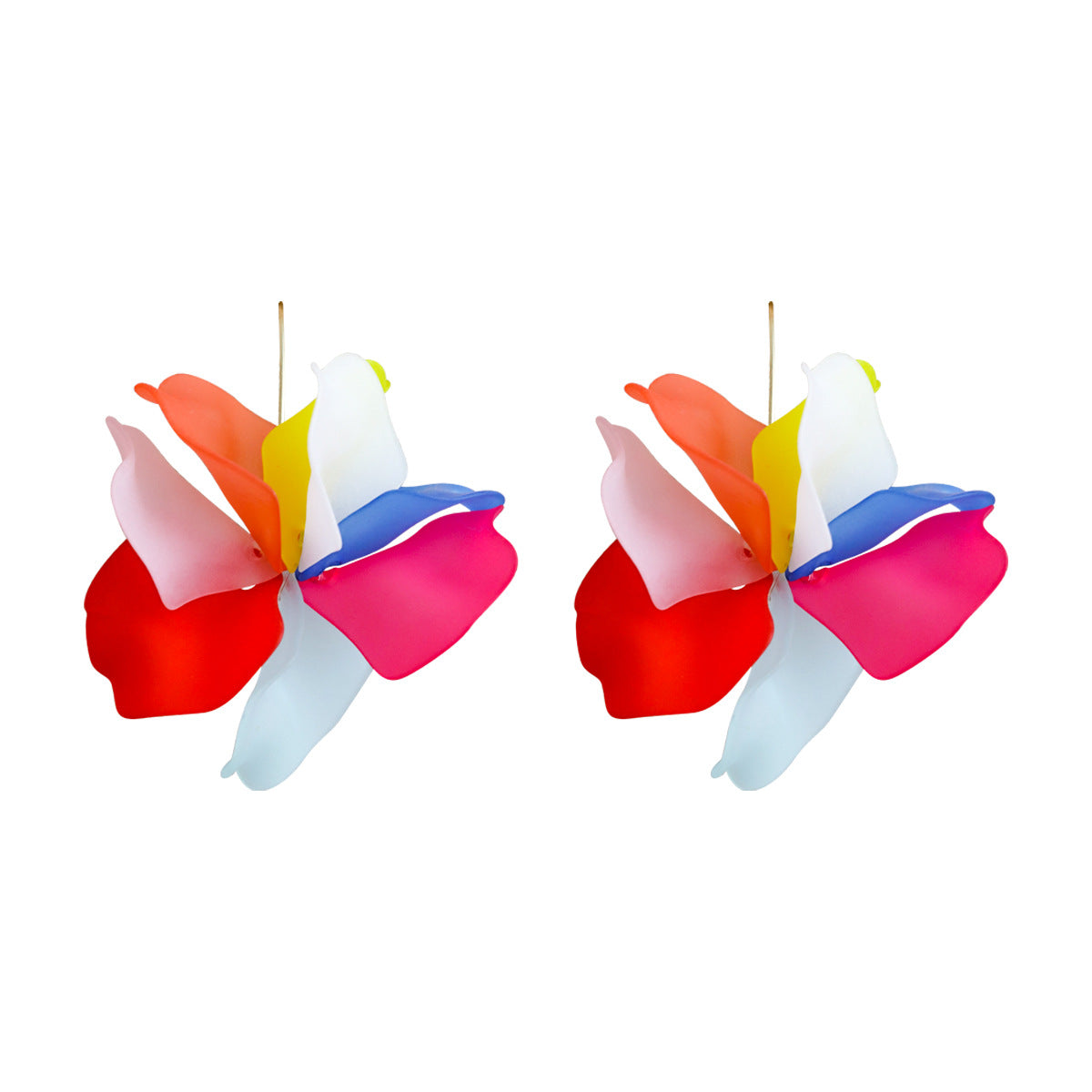 Women's Floral Resin Statement Earrings - Elegant Petal Design for Vacation Style