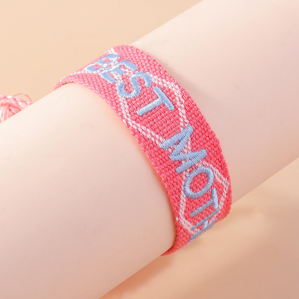 Fashion MAMA Letter Heart Shape Polyester Mother's Day Unisex Bracelet