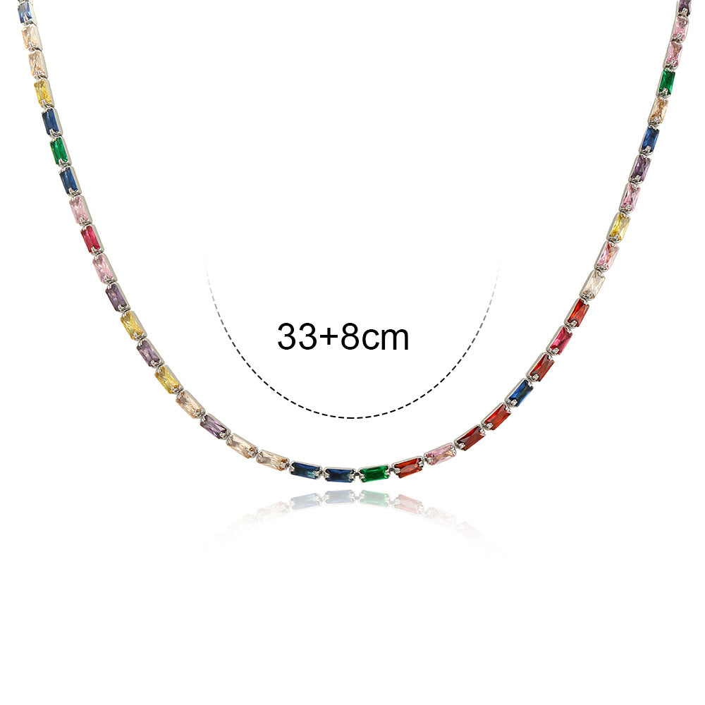 Fashion Multicolor Zircon Geometric Copper Necklace