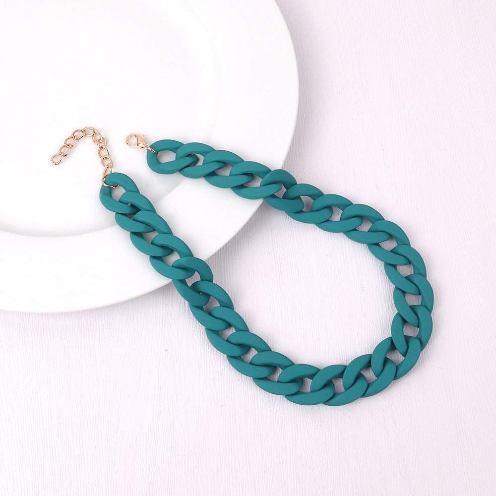 Fashion Acrylic Patchwork Rainbow Chain Necklace for Women