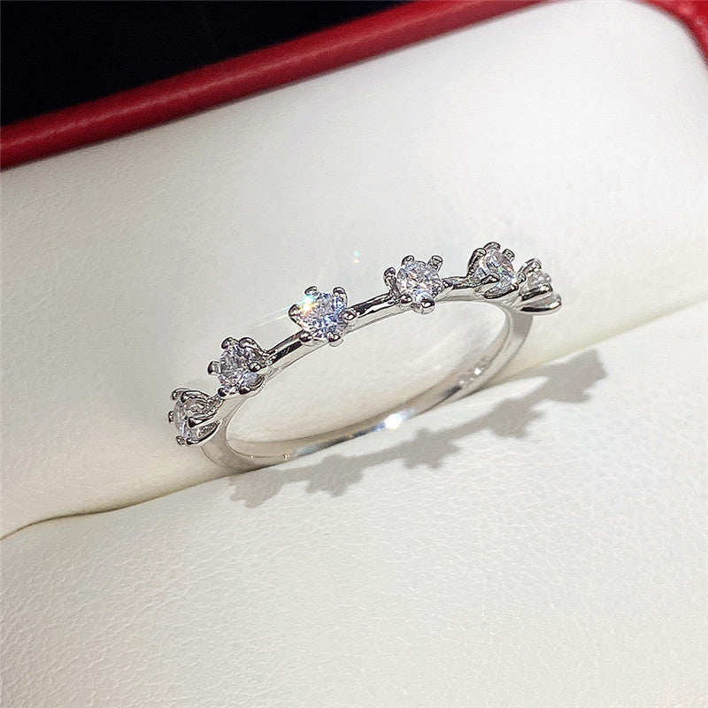 Elegant Zircon Platinum Plated Copper Ring for Women