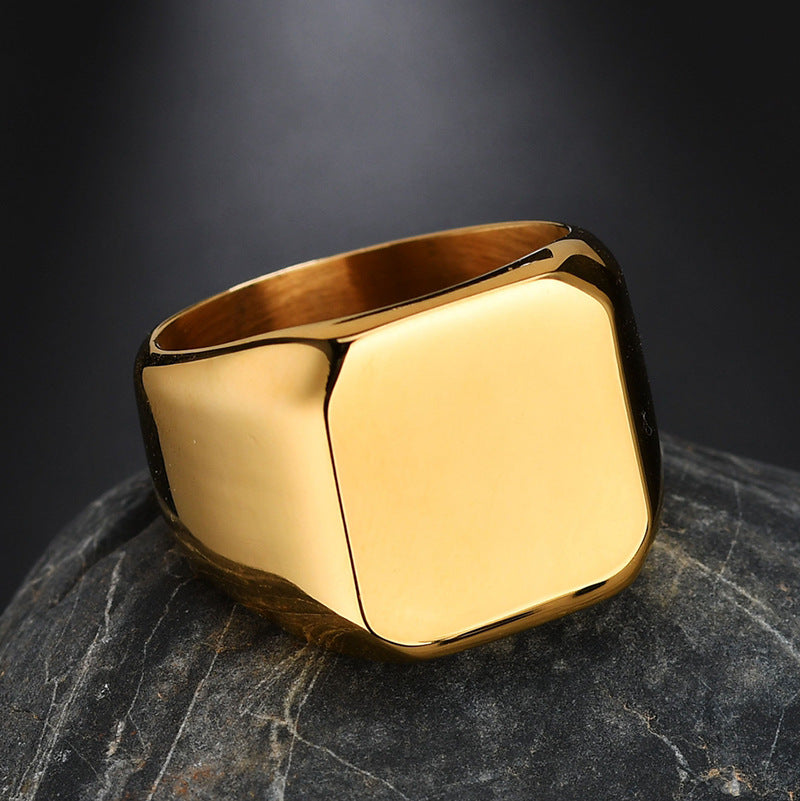 Fashion Stainless Steel Minimalist Square Ring for Men