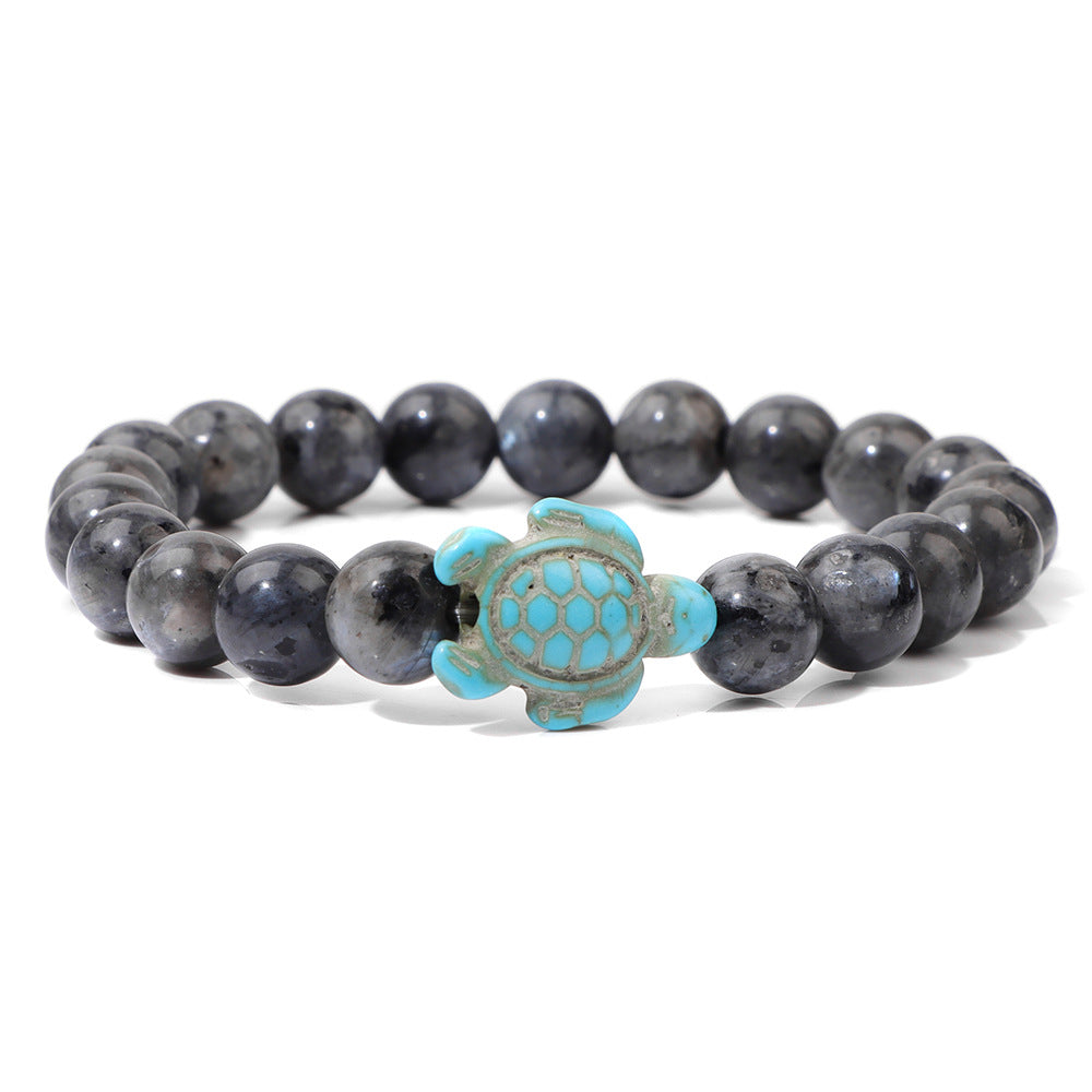Retro Tortoise Agate and Natural Stone Beaded Bracelet