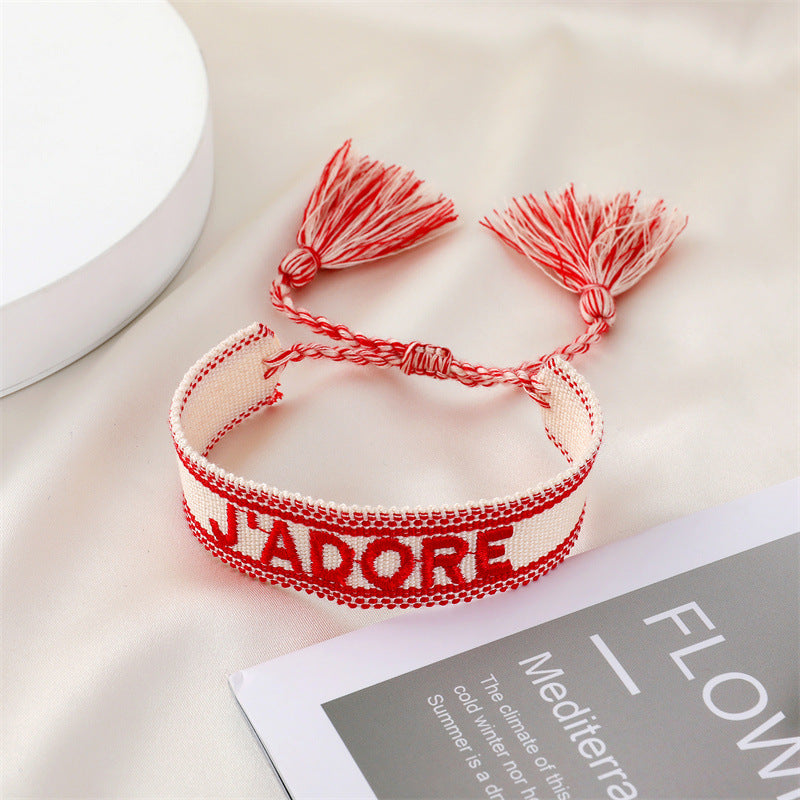 Ethnic Trend Handwoven Embroidery Tassel Bracelet
