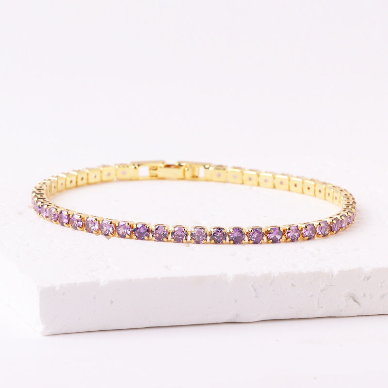 European American Fashion Zircon Multi-Color Adjustable Tennis Bracelet