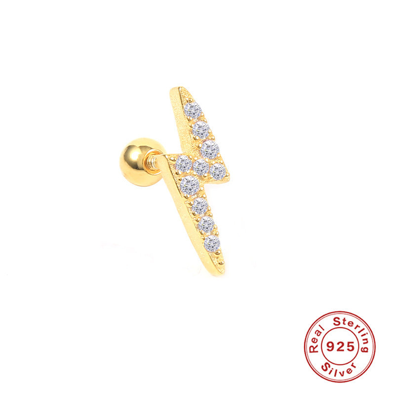 Sterling Silver Zircon Inlay Stud Earrings for Women