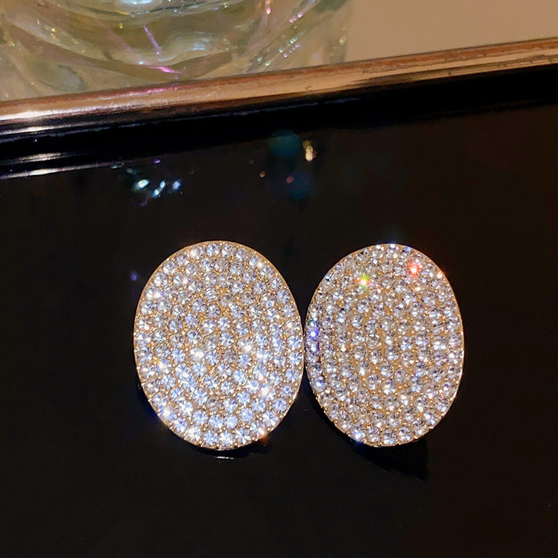 Korean Geometric Diamond Pearl Stud Earrings 925 Silver Needle