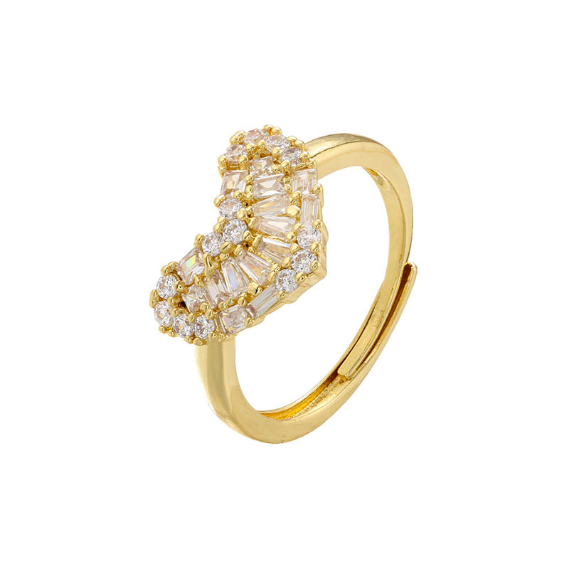 Elegant Luxurious Snake Butterfly Zircon 18K Gold Plated Adjustable Open Rings