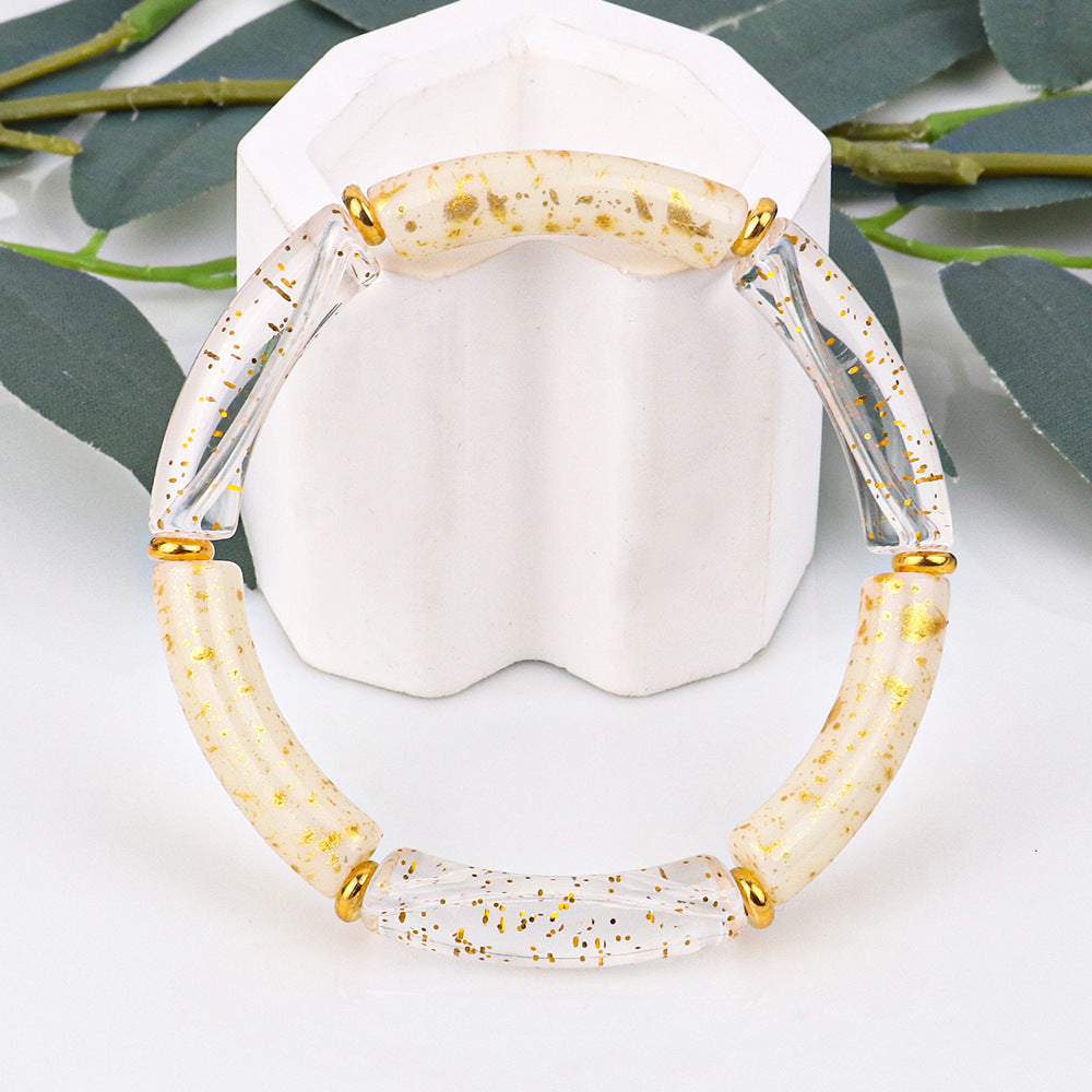 Colorful Acrylic Resin Beaded Cuff Bracelet