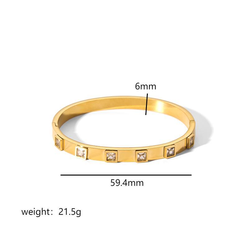 18K Gold Plated Stainless Steel Zircon Star Bangle Bracelet