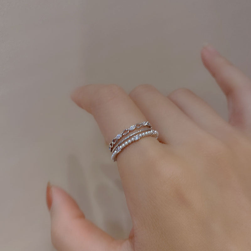 Fashion Heart & Bow Knot Zircon Adjustable Copper Ring