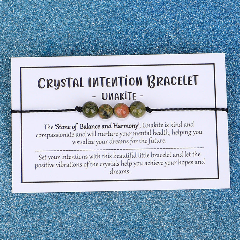 Simple Style Round Beaded Unisex Bracelet with Sunstone Crystal Energy