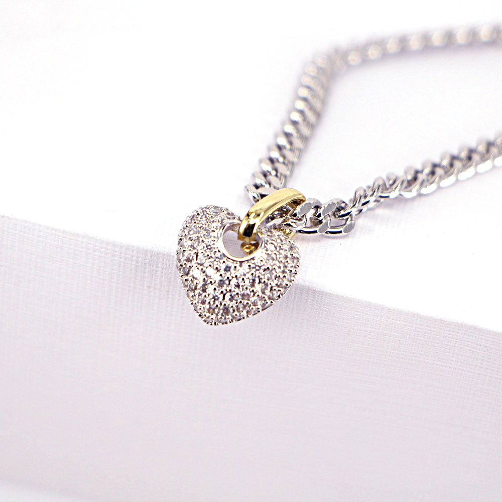 Fashion Heart Zircon Pendant Thick Chain Necklace for Women