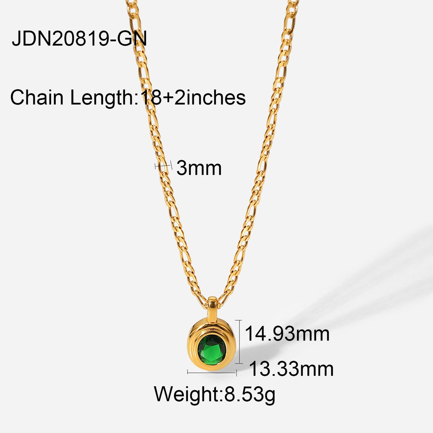 Vintage 18K Gold Plated Stainless Steel Crystal Zircon Pendant Necklace
