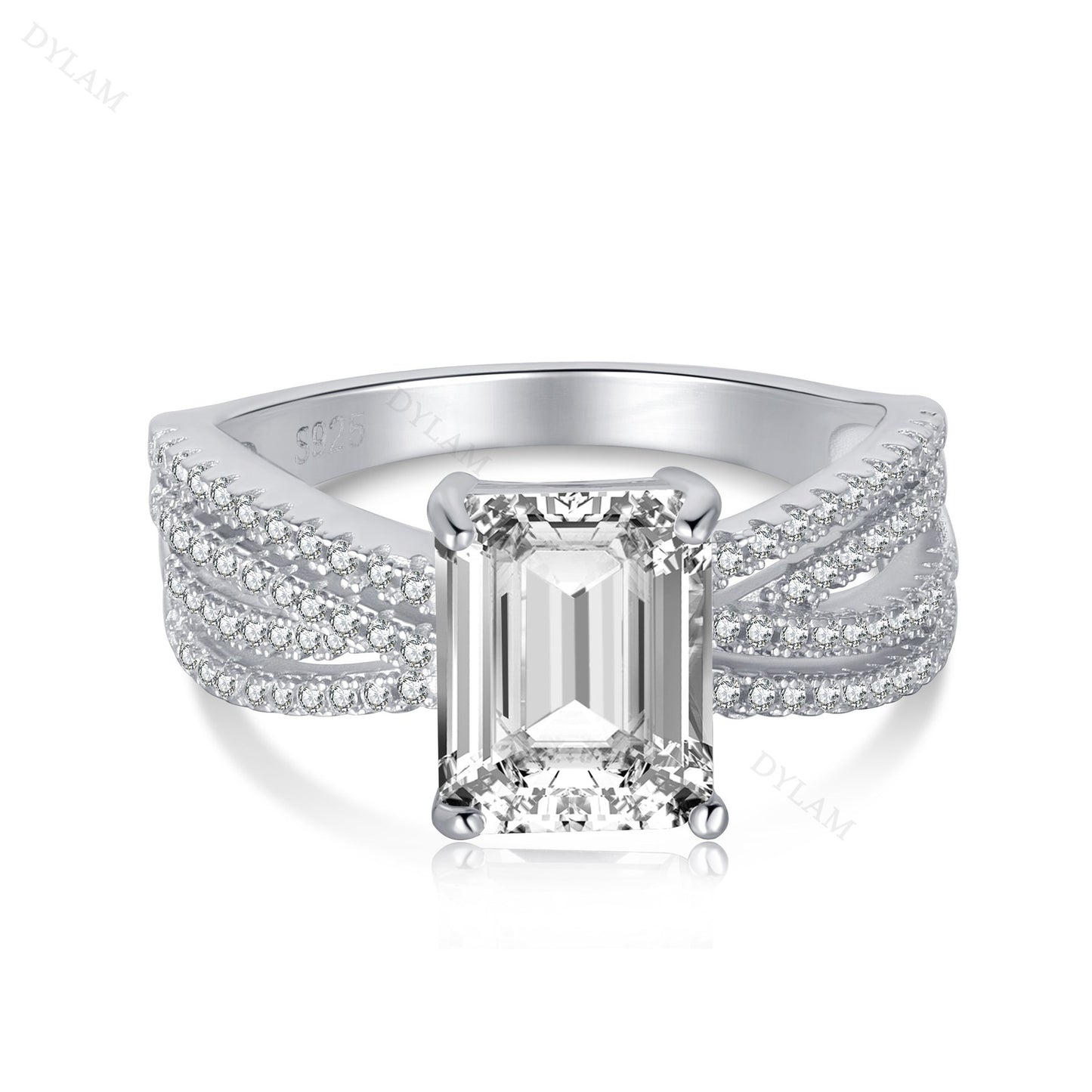 Elegant Rectangular Yellow Zircon Sterling Silver Ring