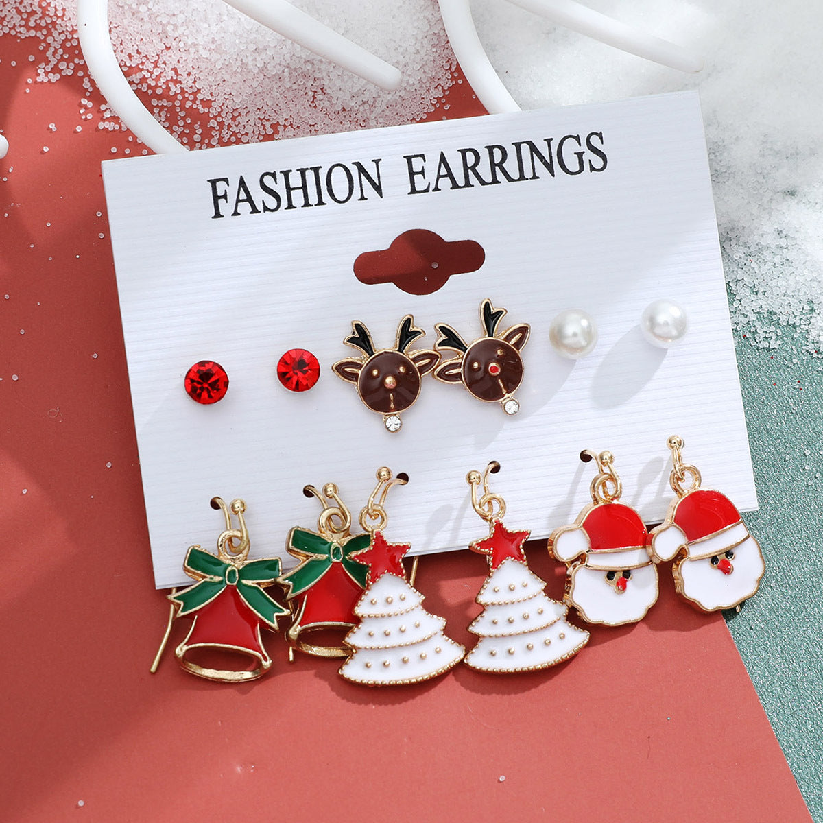 Christmas Snowman and Elk Earrings Set - Festive Holiday Jewelry Collection