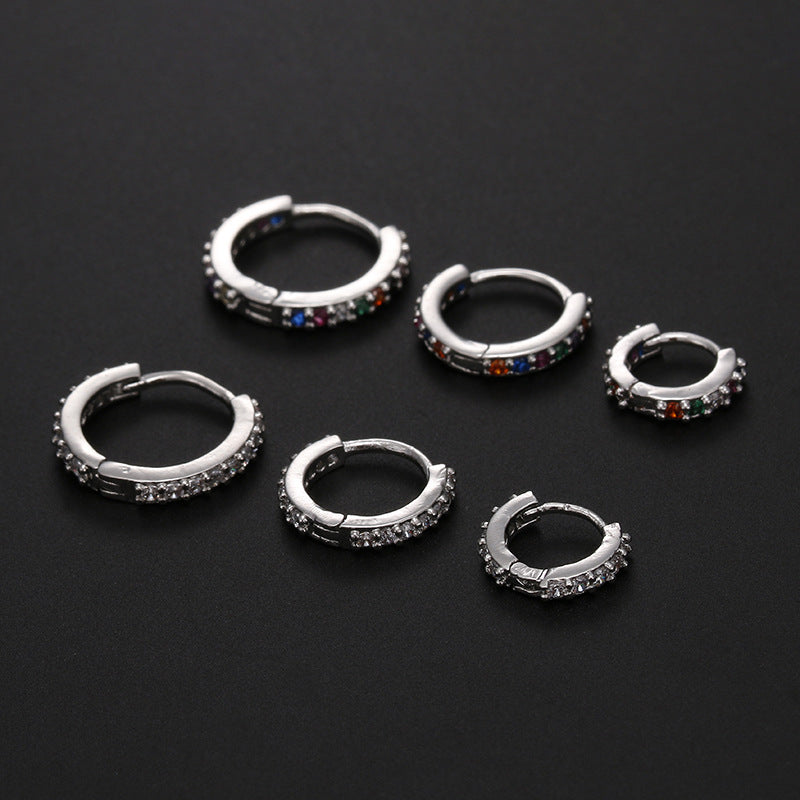 Fashion Round Zircon Inlay Copper Nose Ring and Cartilage Earring