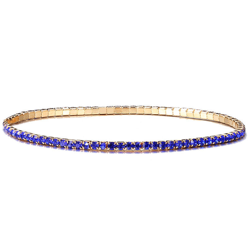 Simple Multicolor Rhinestone Elastic Bracelet 2mm Bling Chain