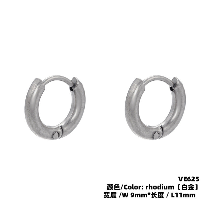 Fashion Solid Color Stainless Steel Hoop Earrings with Bead Accent