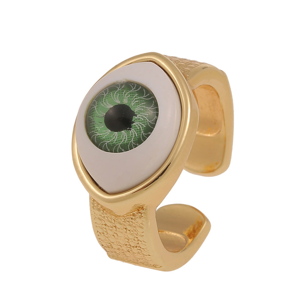 Fashion Copper Plated Gold Evil Eye Women's Minimalist Tail Ring