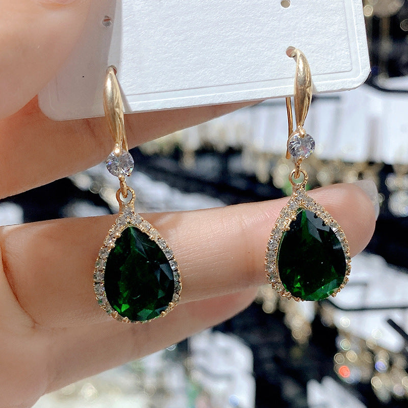 Luxurious Water Droplet Rhinestone Alloy Drop Earrings - Fashion Vintage Style 2022