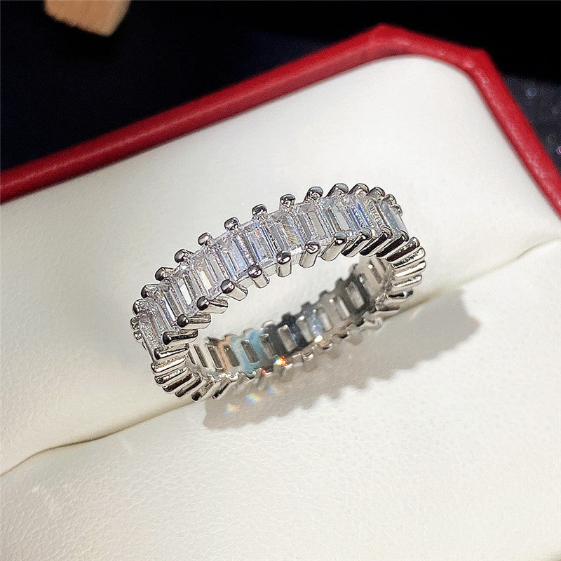 Elegant Zircon Platinum Plated Copper Ring for Women