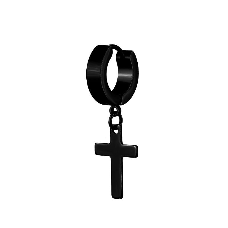 Simple Cross Stainless Steel Drop Earrings