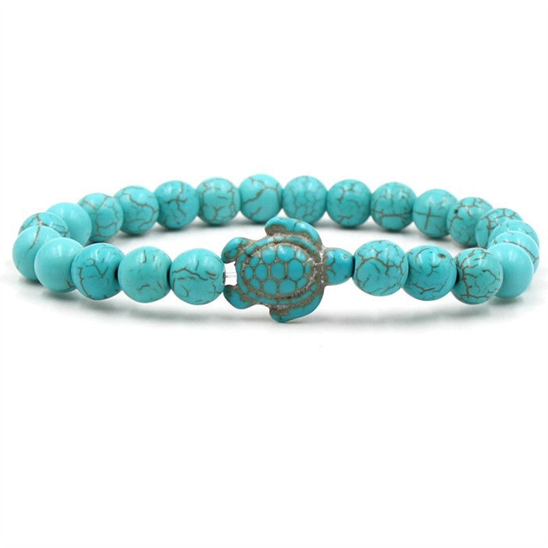 Retro Tortoise Agate and Natural Stone Beaded Bracelet