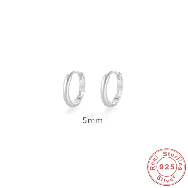S925 Sterling Silver Minimalist Geometric Ear Clip Hoop Earrings