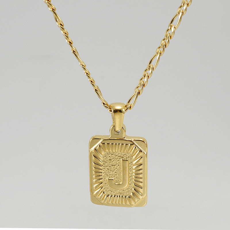 Gold Plated Titanium Steel Letter Pendant Necklace for Men
