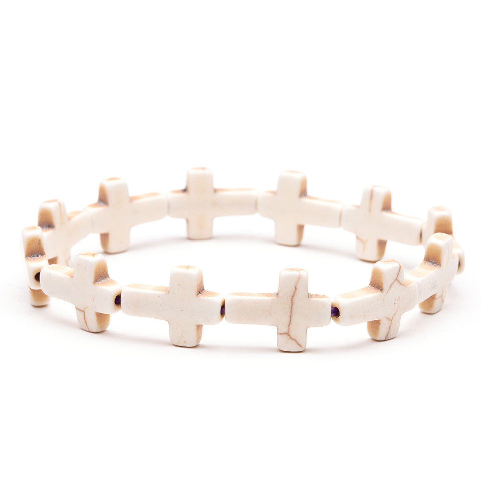 Turquoise Cross Bead Fashion Bracelet Jewelry Wholesale