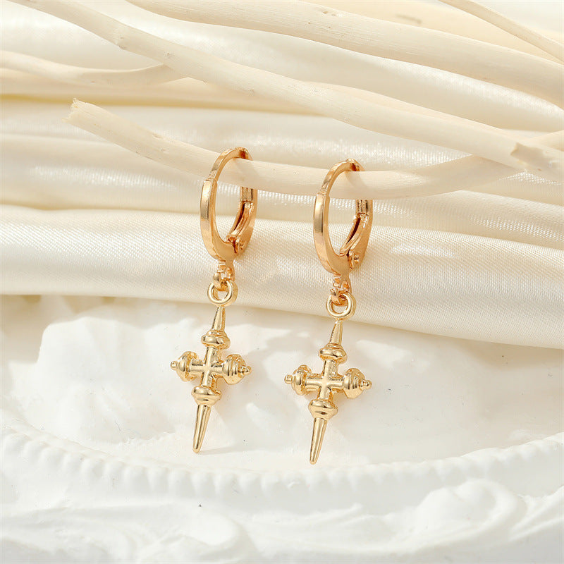 Punk Alloy Rose Cross Bull Head Rocket Earrings
