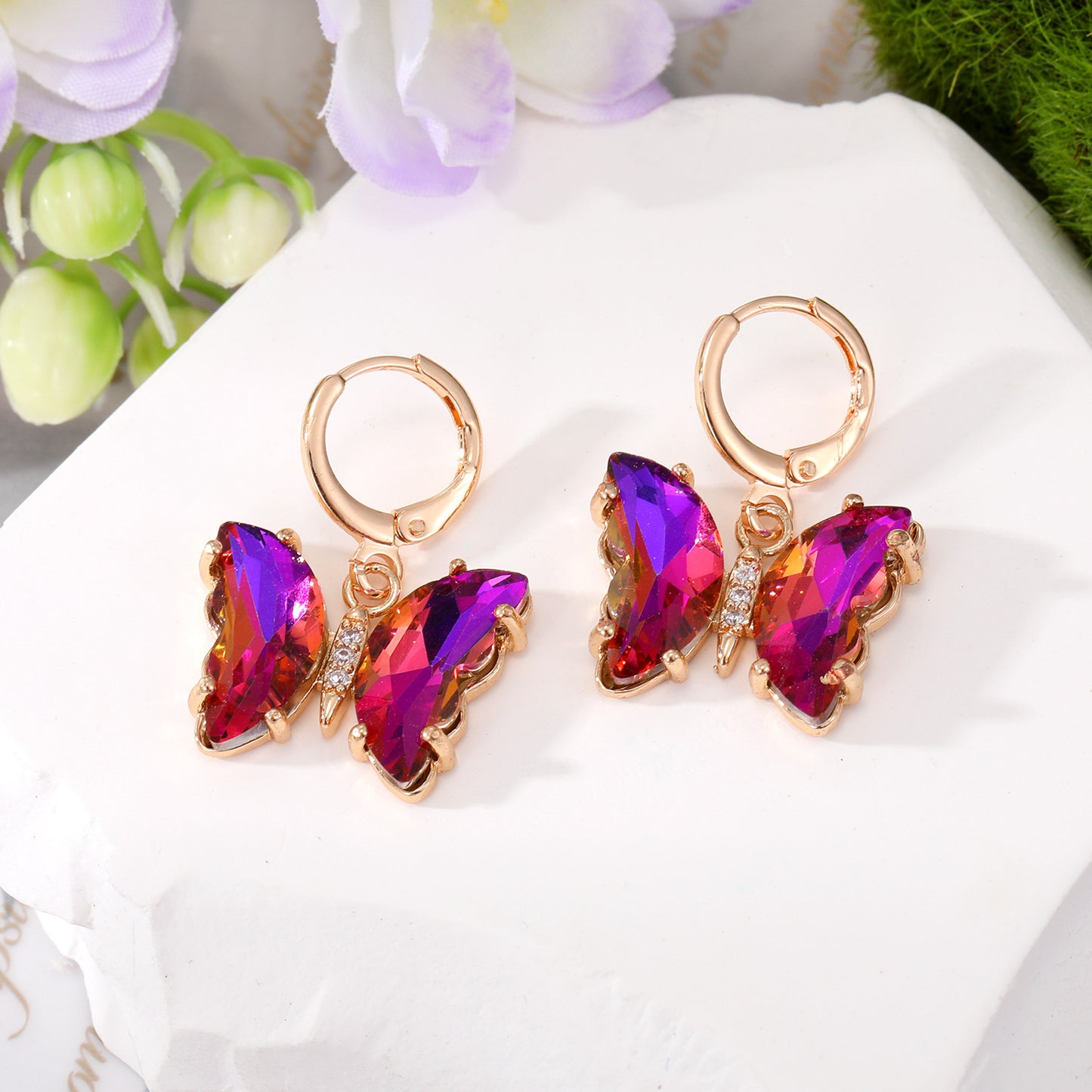 Butterfly Crystal Zircon Hoop Earrings for Women