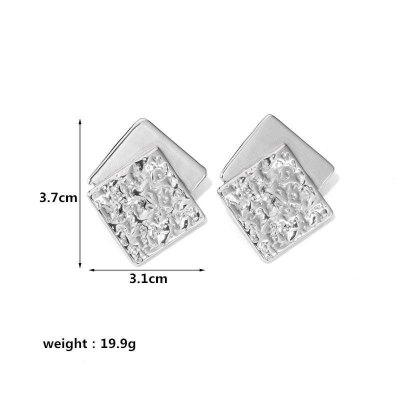 1 Pair Geometric Plating 304 Stainless Steel Irregular Square Earrings