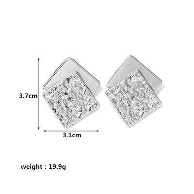 1 Pair Geometric Plating 304 Stainless Steel Irregular Square Earrings