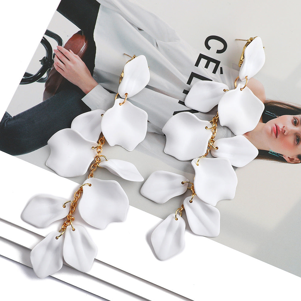 1 Pair Elegant Retro Flower Acrylic Tassel Drop Earrings for Women