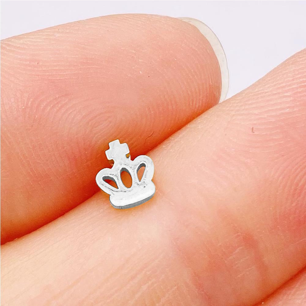 Simple Moon and Snowflake Stainless Steel Stud Earrings