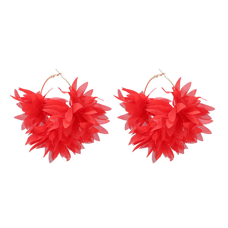 Simple Style Handmade Chiffon Flower Petal Women's Earrings