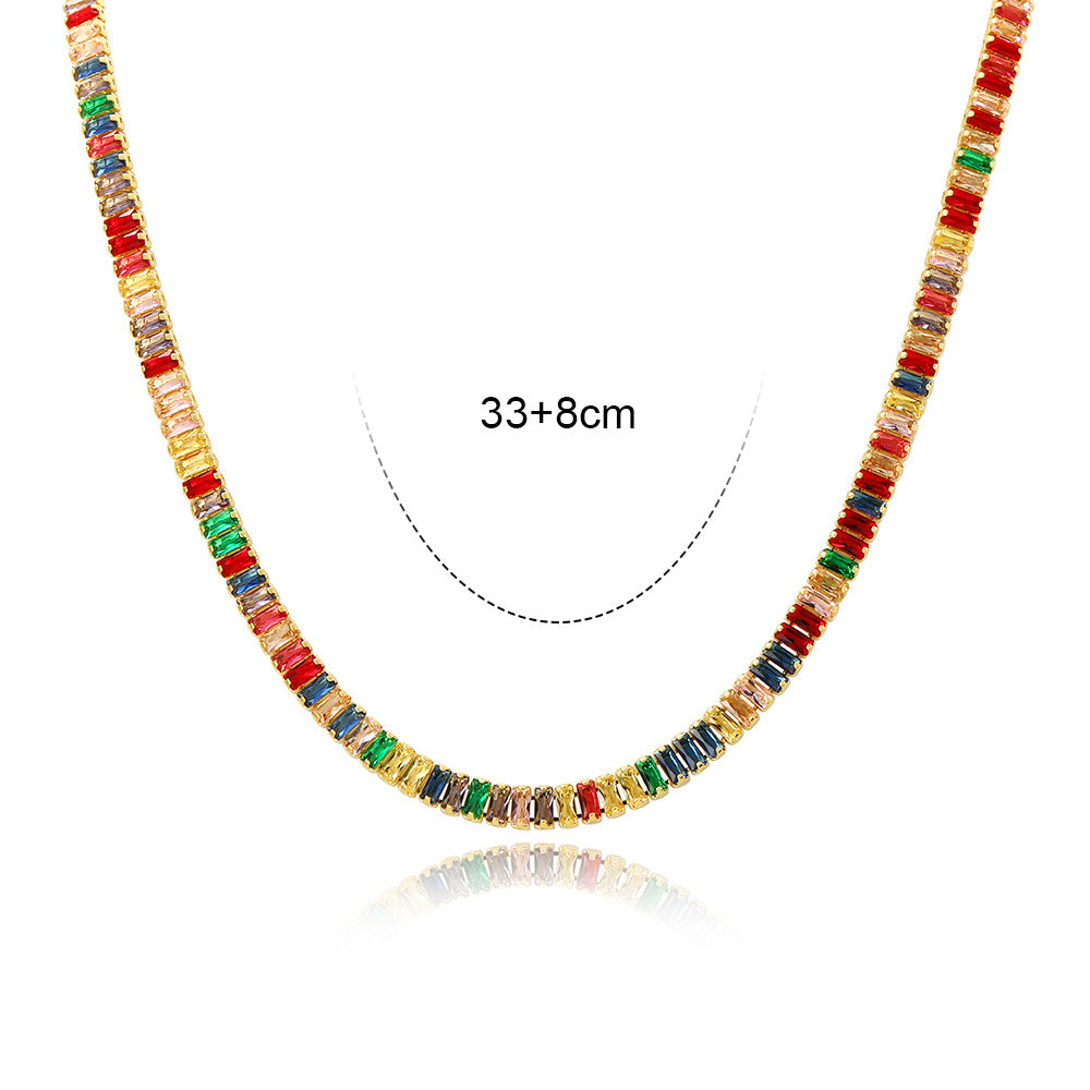 Fashion Multicolor Zircon Geometric Copper Necklace