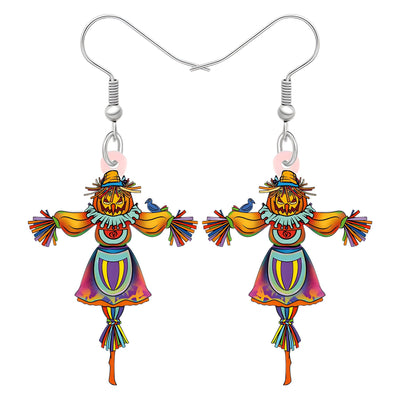 1 Pair Casual Geometric Acrylic Pumpkin Drop Earrings for Halloween
