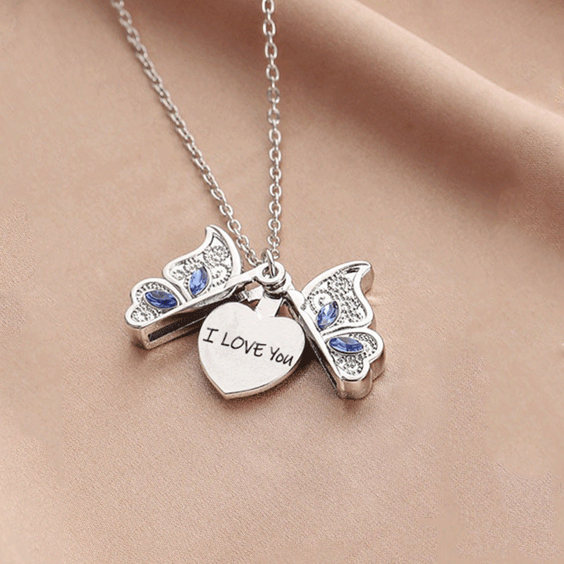 Fashion Butterfly Heart Pendant Necklace for Women