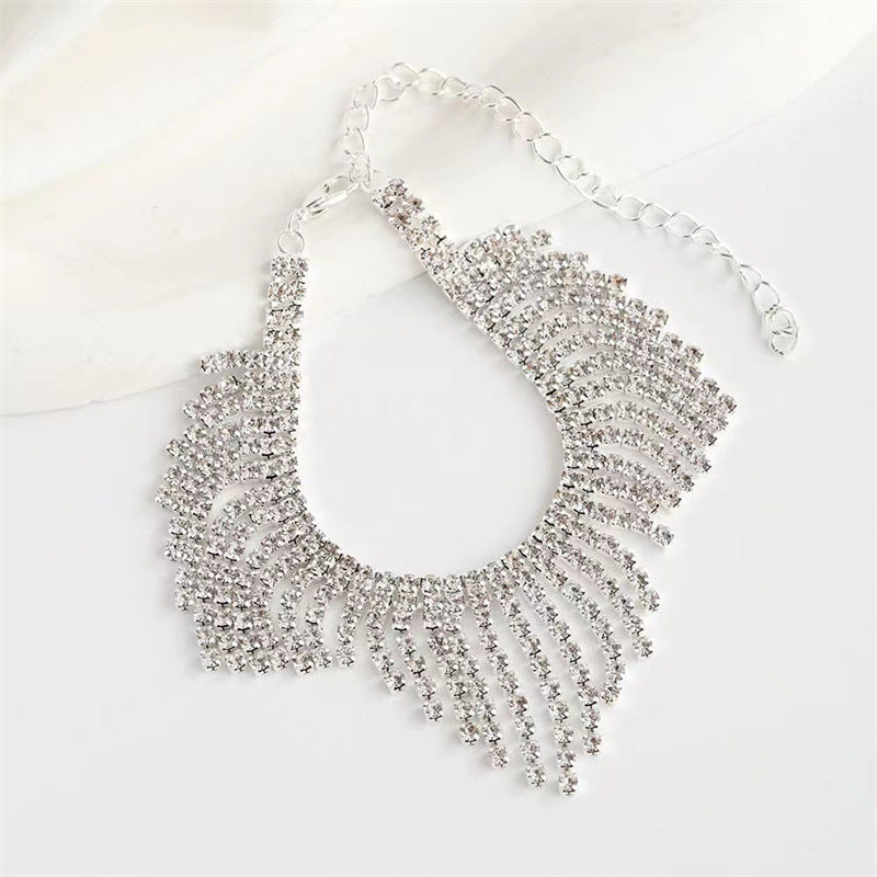 Luxurious Rhinestone Tassel Anklet for Women - Gold and Silver Plated Boho Beach Jewelry