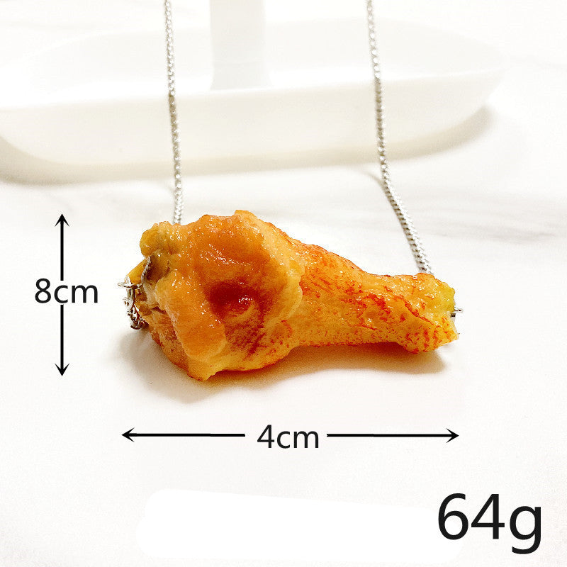 Streetwear Chicken PVC Unisex Pendant Necklace - Creative 3D Foodie Couple Gift Accessory