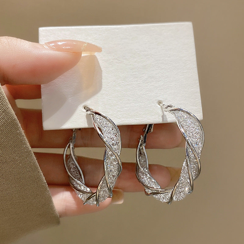 Elegant Twisted Hollow Gold Plated Hoop Earrings for Women