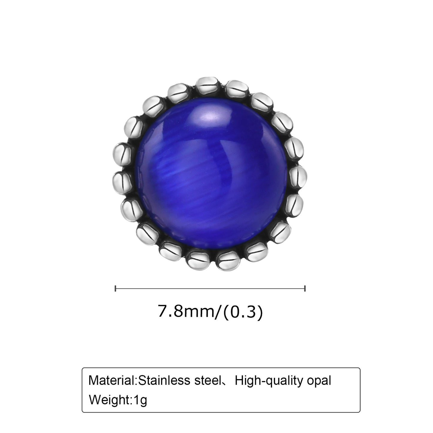 Simple Cross Plating Stainless Steel Sapphire Stud Earrings for Men