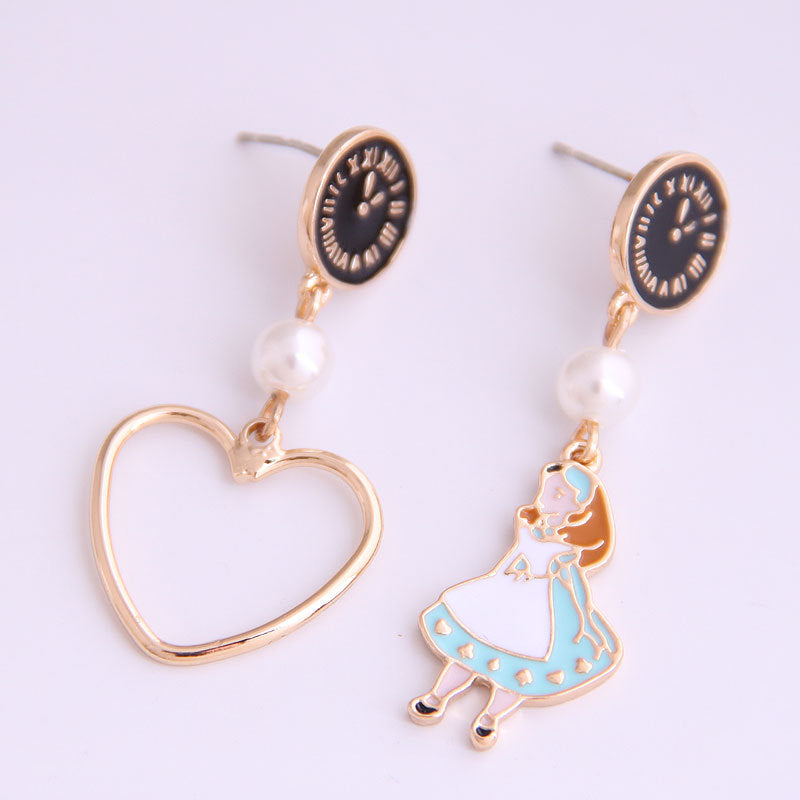 Korean Asymmetric Heart Earrings for Girls