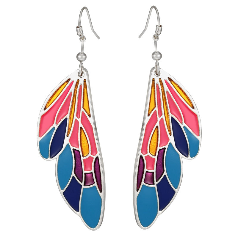 Gradient Wing Alloy Drop Earrings